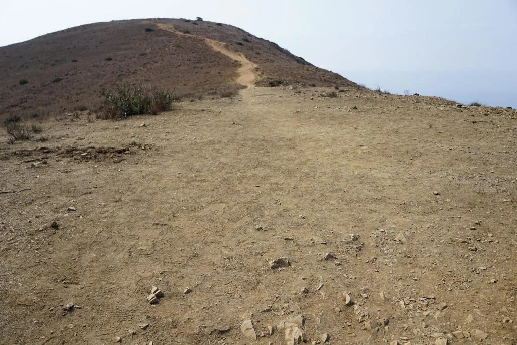 The initial Mugu Peak Trail section is quite steep, then you plateau, then the remainder is more moderate, seen above.