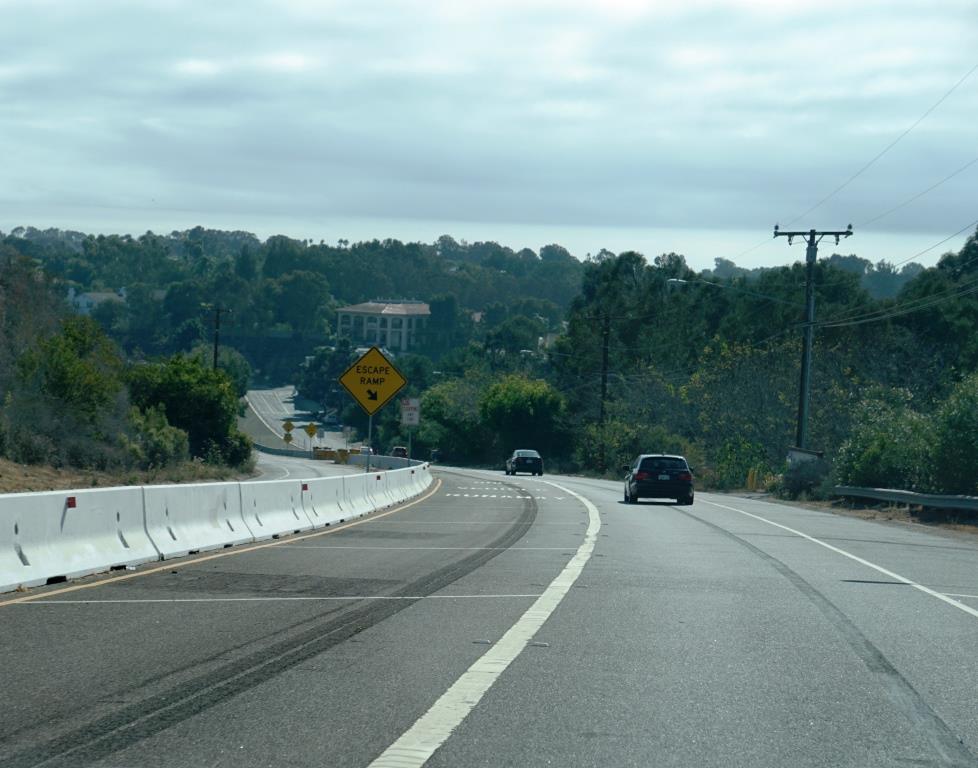 Signage indicating approach of the truck escape ramp on Kanan Dume Road.