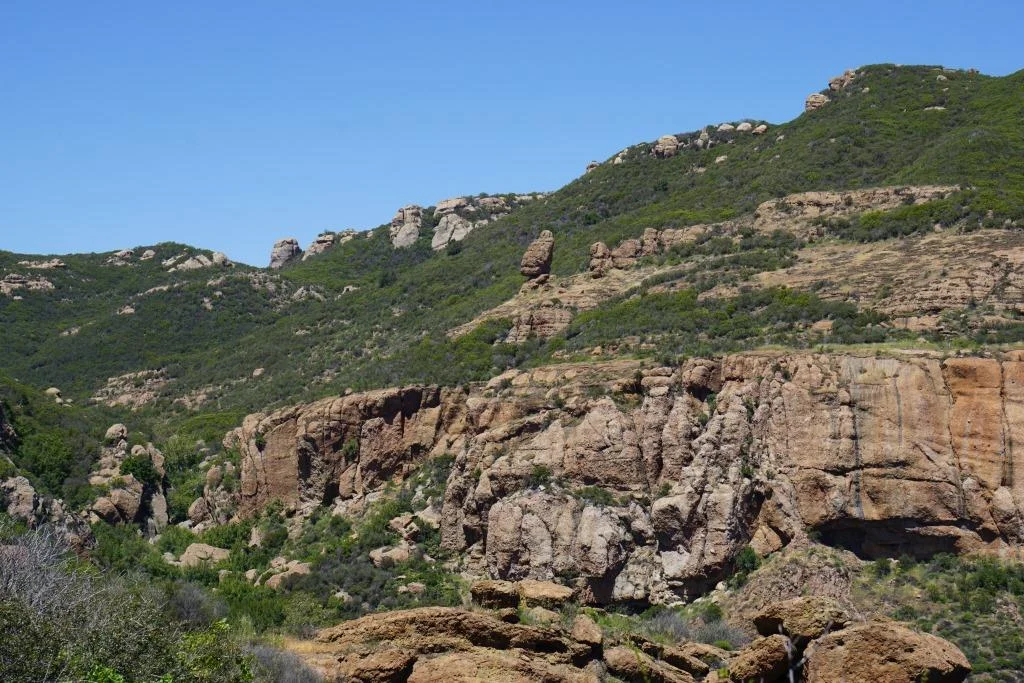 Echo Cliffs and the well known Balance Rock as you head west on the Mishe Mokwa trail.