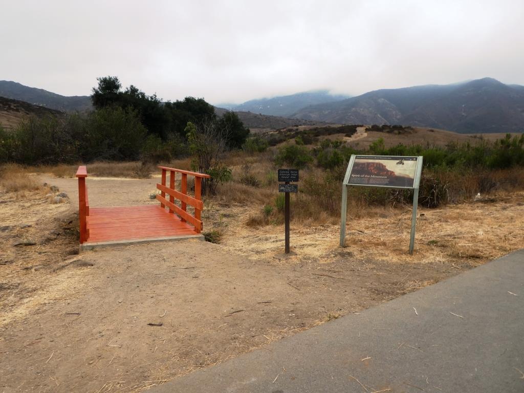 This is the bridge heading the other direction from the Ranch Overlook Trail sign leading to the Satwiwa Native American Indian Culture Center.