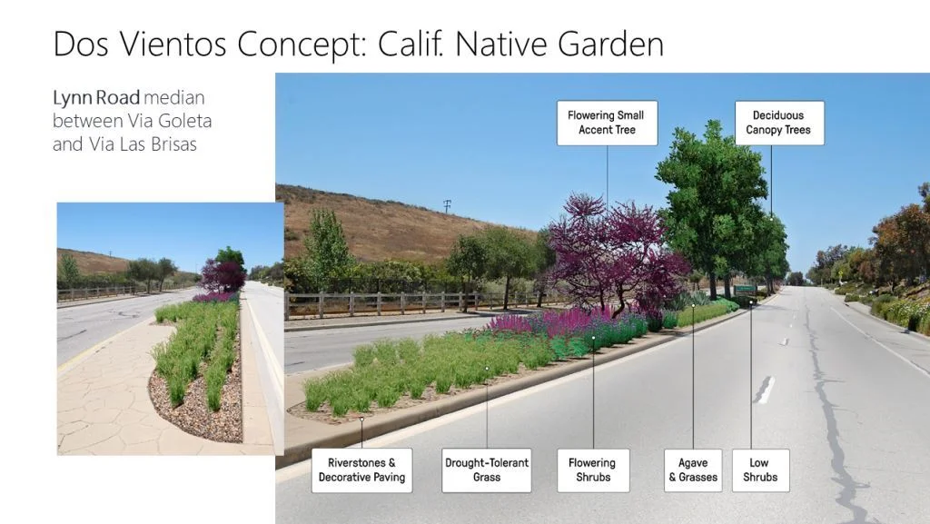 Mock-up of Lynn Road site after new landscaping is planted. (Photo Credit: City of Thousand Oaks)