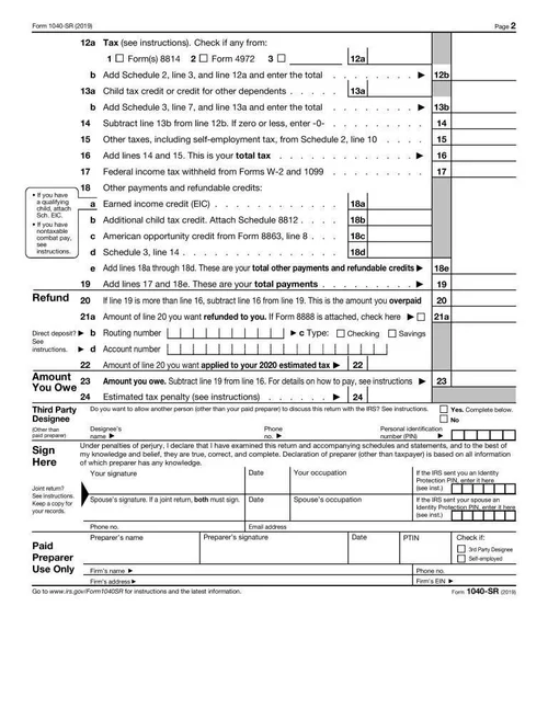 The New 2019 Form 1040-SR U.S. Tax Return for Seniors Generally Mirrors  2019 Form 1040 — Conejo Valley Guide | Conejo Valley Events