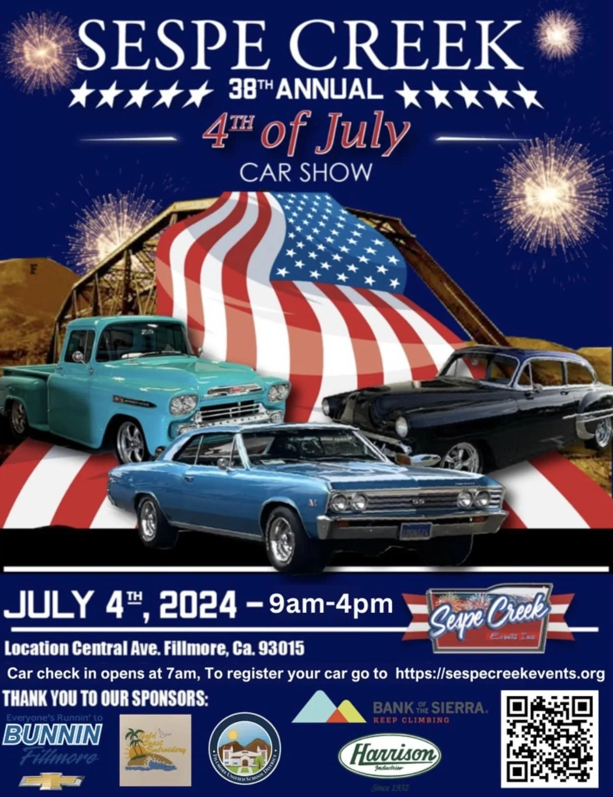 38th Annual Sespe Creek 4th of July Car Show in Fillmore on Thursday