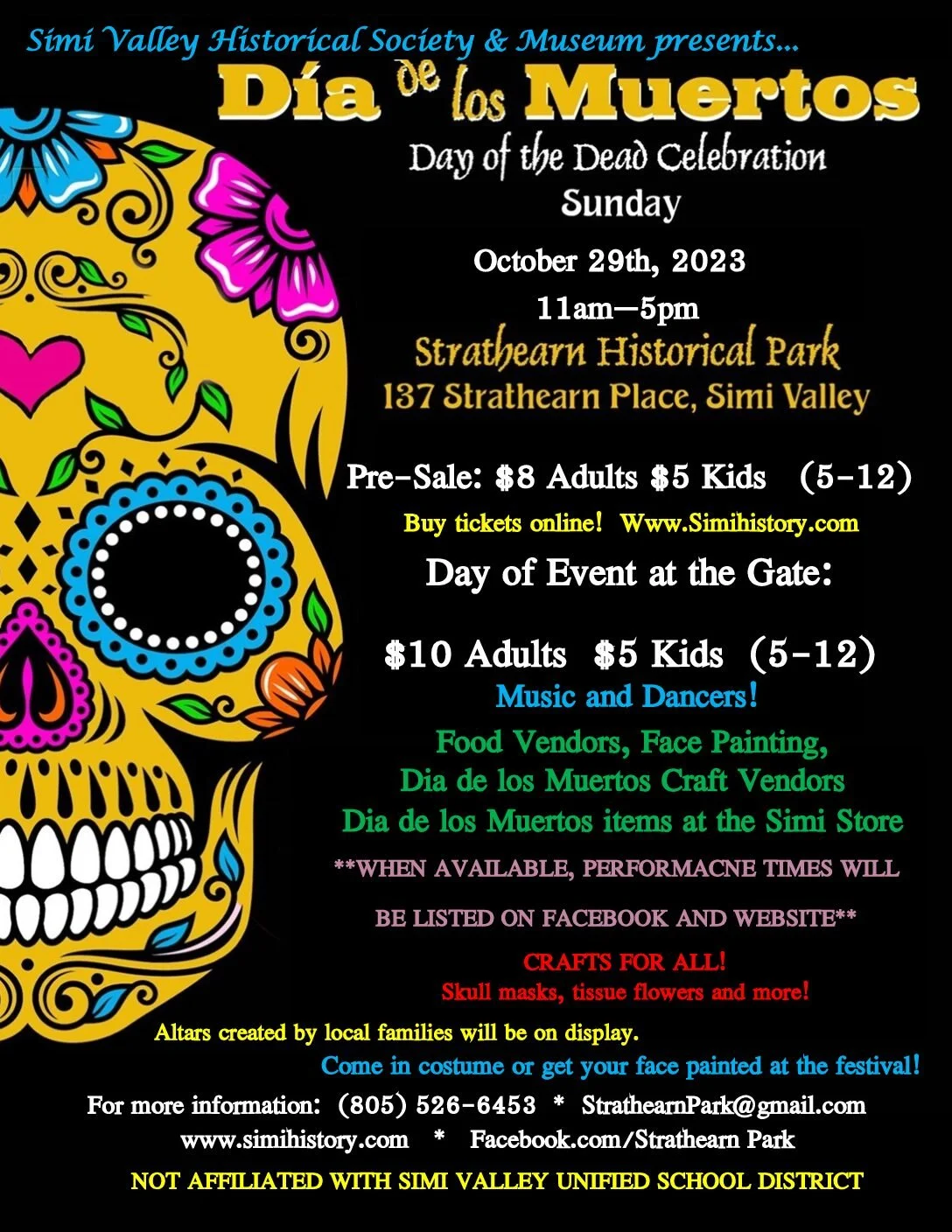 Dia de los Muertos Festival at Strathearn Park in Simi Valley on Sunday,  October 29, 2023 — Conejo Valley Guide | Conejo Valley Events