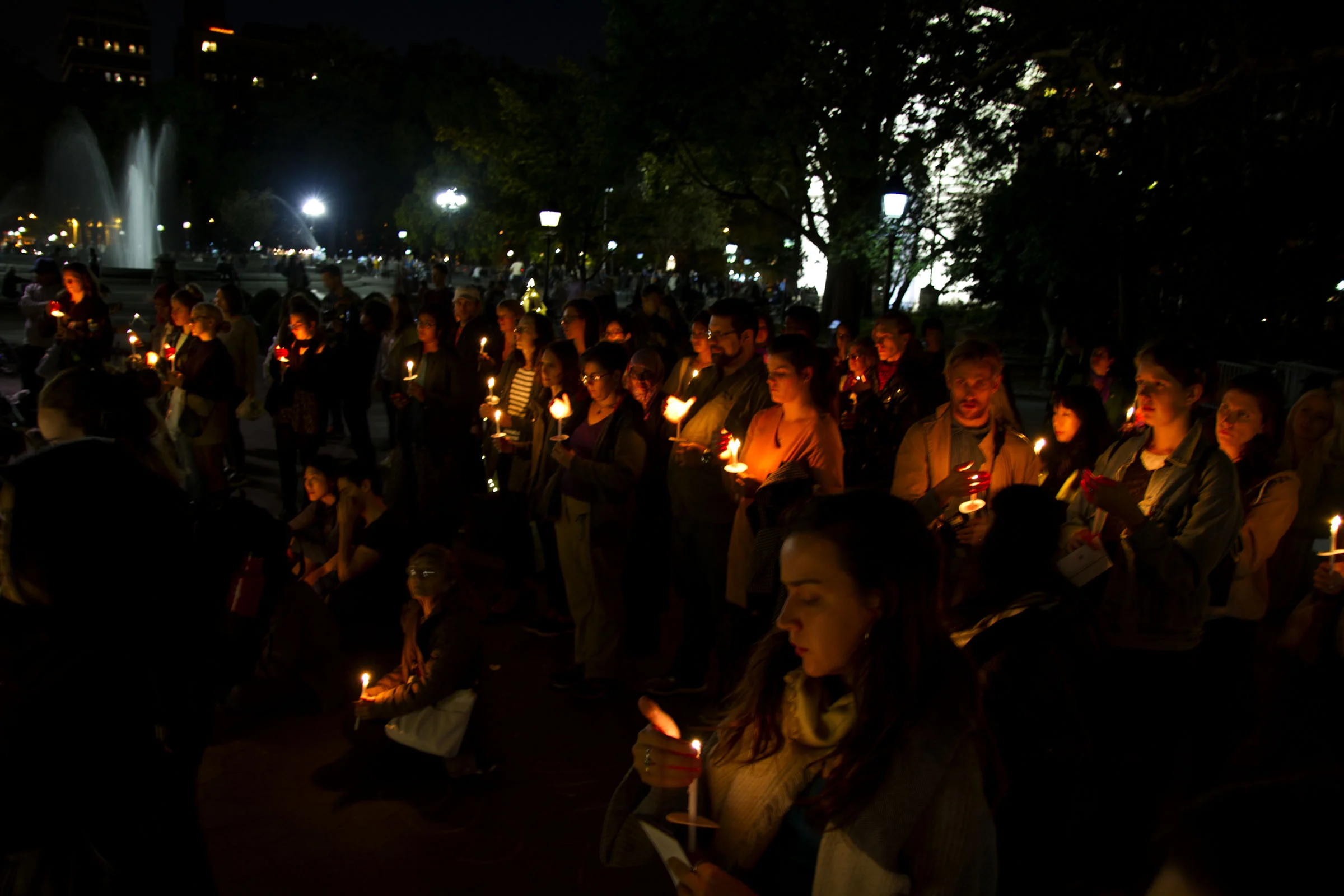 Hundreds of New Yorkers came out to shine a light on domestic abuse