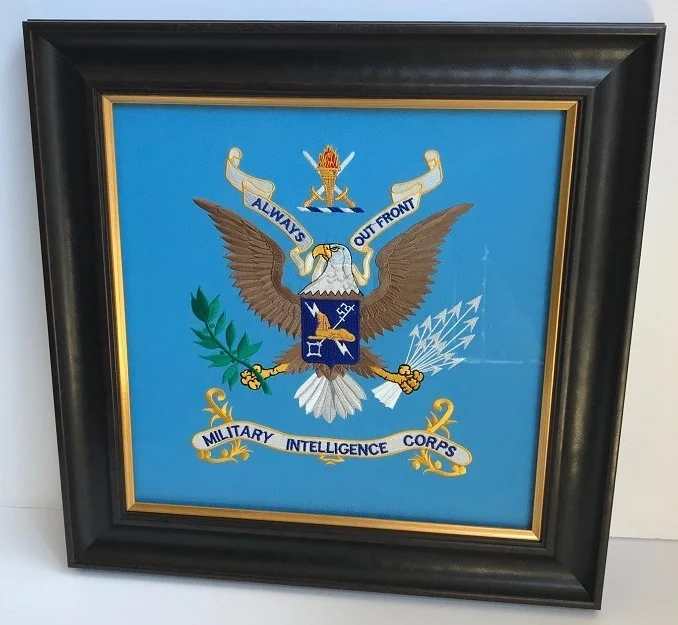 FRAMED MILITARY INTELLIGENCE CORPS EMBROIDERY
