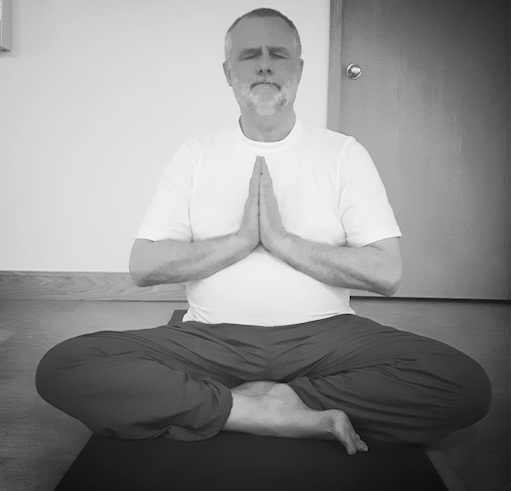 Steve meditating in Easy Pose ( Sukhasana ) at Taiga