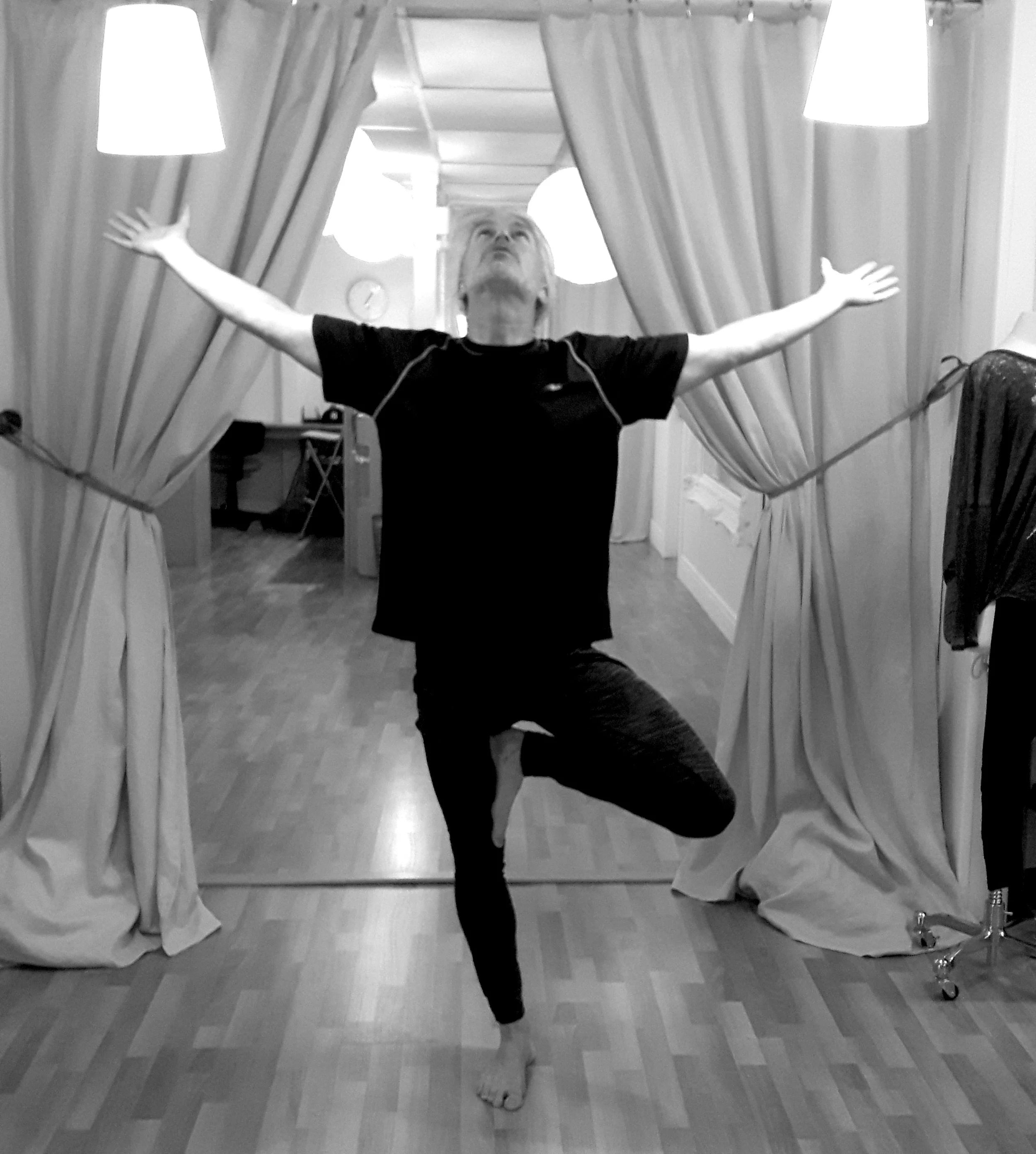 Roland in one of his favourite postures, Tree Pose ( Vrksasana )