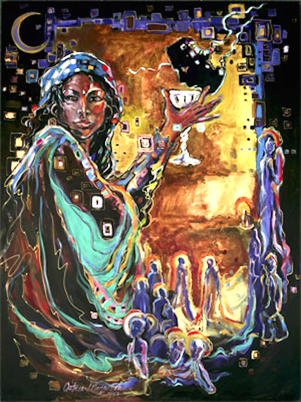 "The Journey" 48x36 oil, gold leaf on canvas