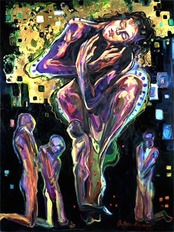 Passages 48x36 oil, gold leaf on canvas