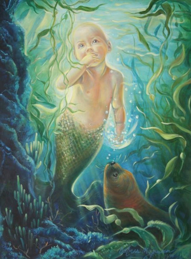  "The Mermaid Baby" 24x18 oil on canvas