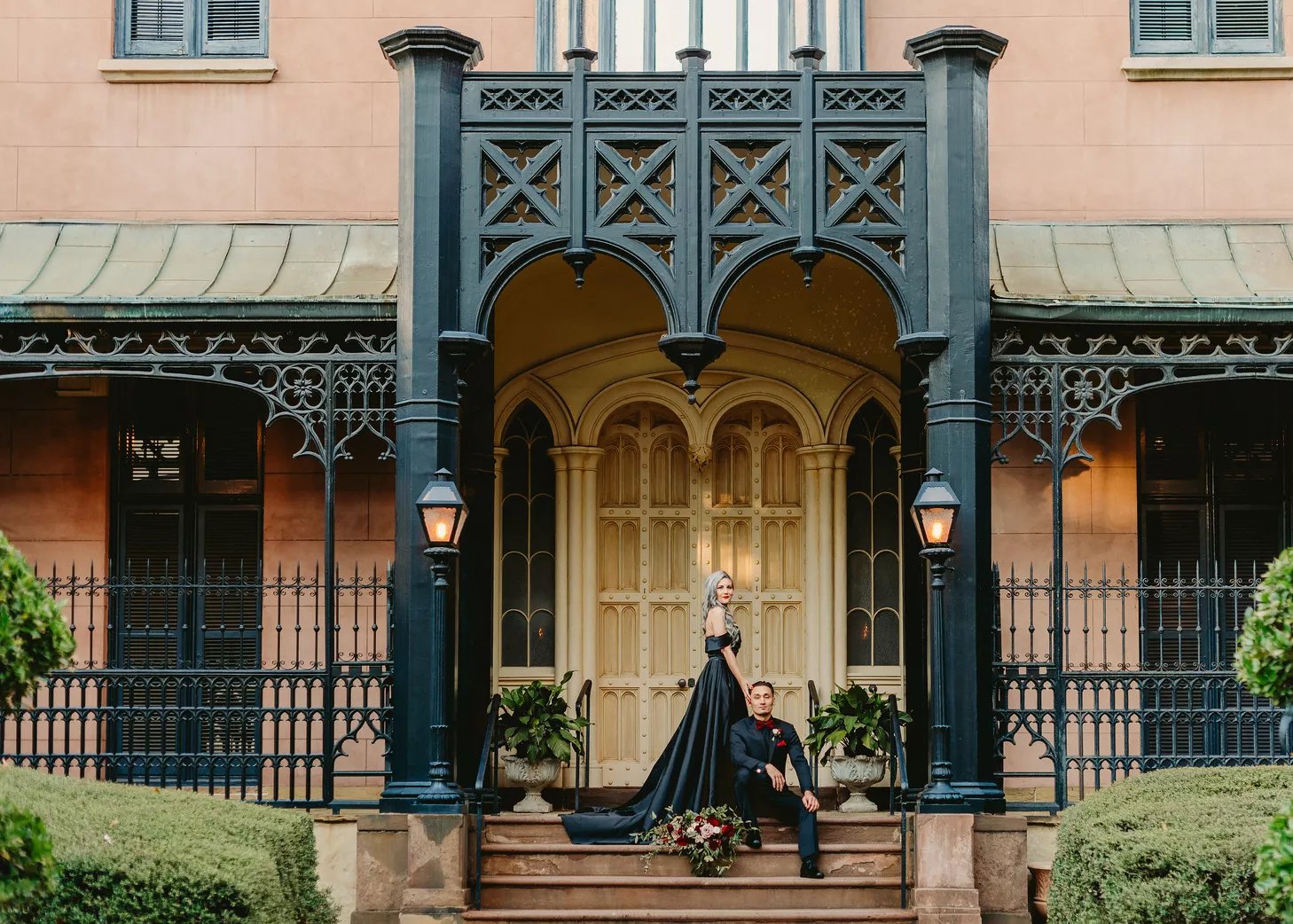 The Knot: "The Addams Family"-Inspired Halloween Wedding at Chatham Square in Savannah, Georgia