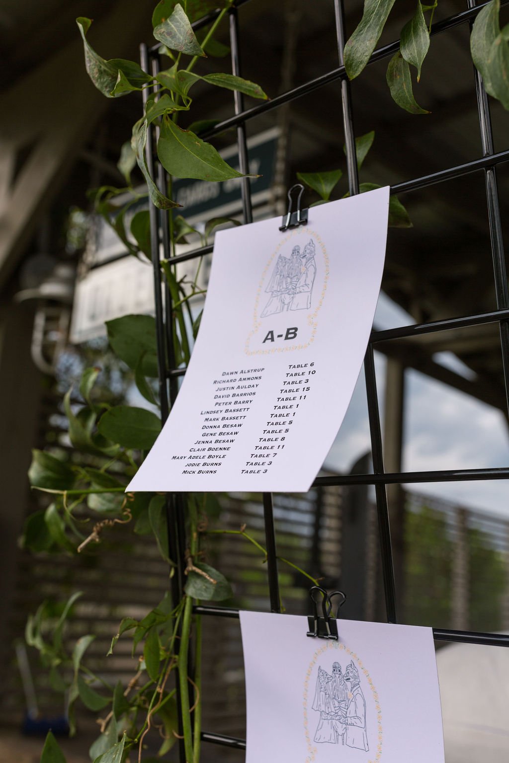 table seating chart reception decor