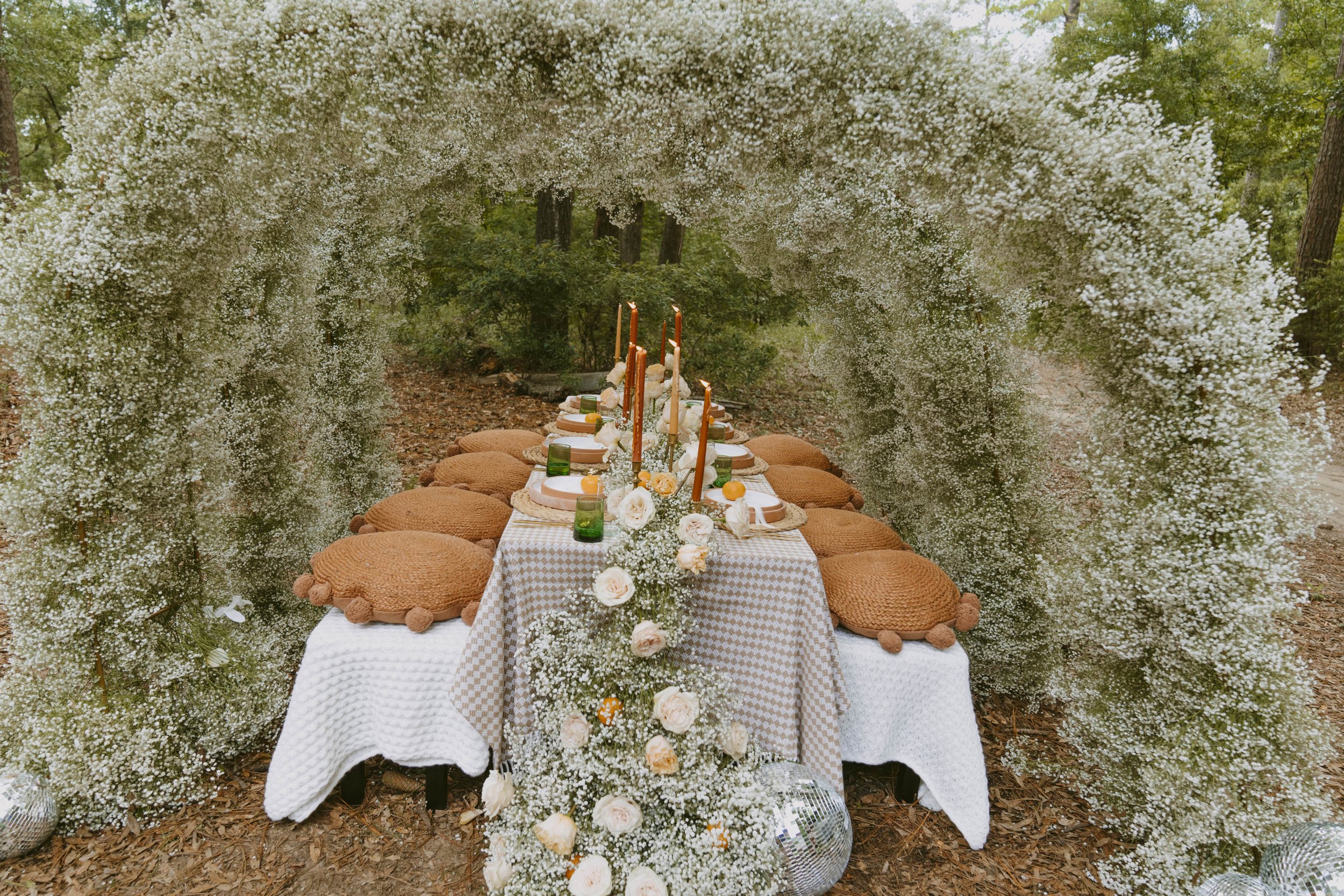 earthy boho organic wedding reception tablescape