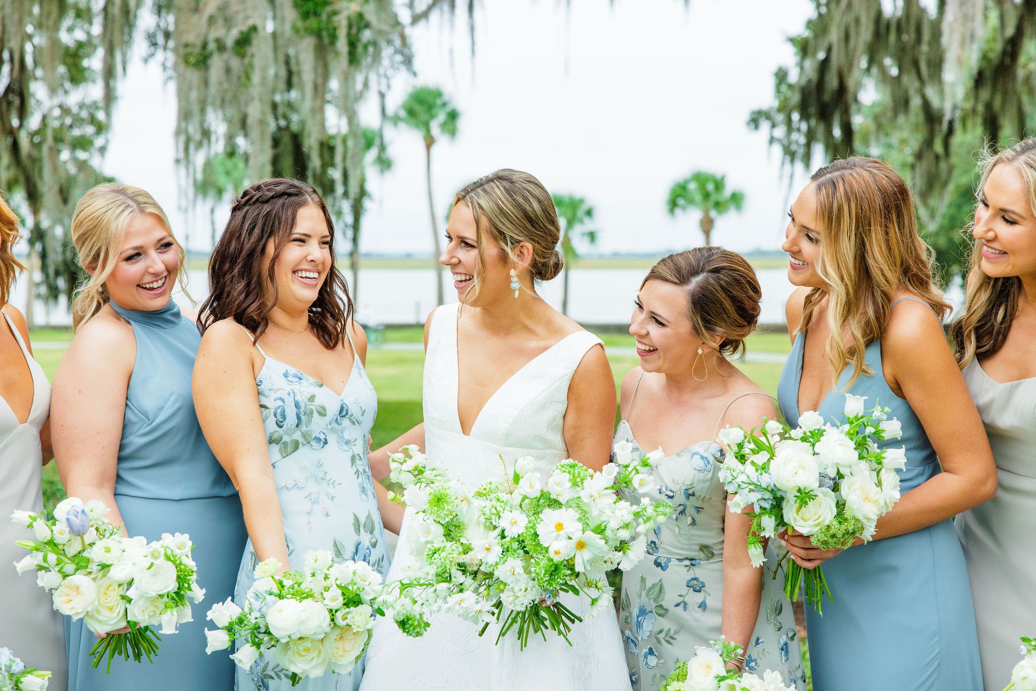 coordinating bridesmaids dresses blue