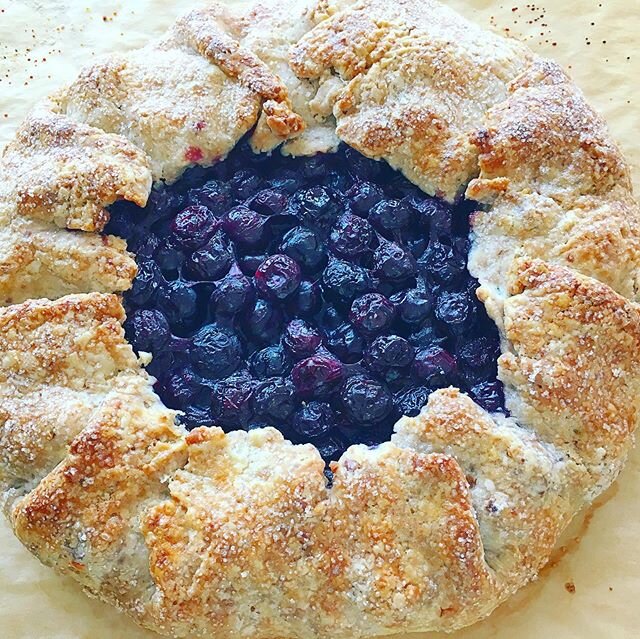 This blueberry galette with toasted pecan crust from @bonappetitmag is a client favorite and I&rsquo;m always so excited when I get a request for it😍 The process of making a flaky pie dough is my kind of therapy. I&rsquo;ll never forget making my fi