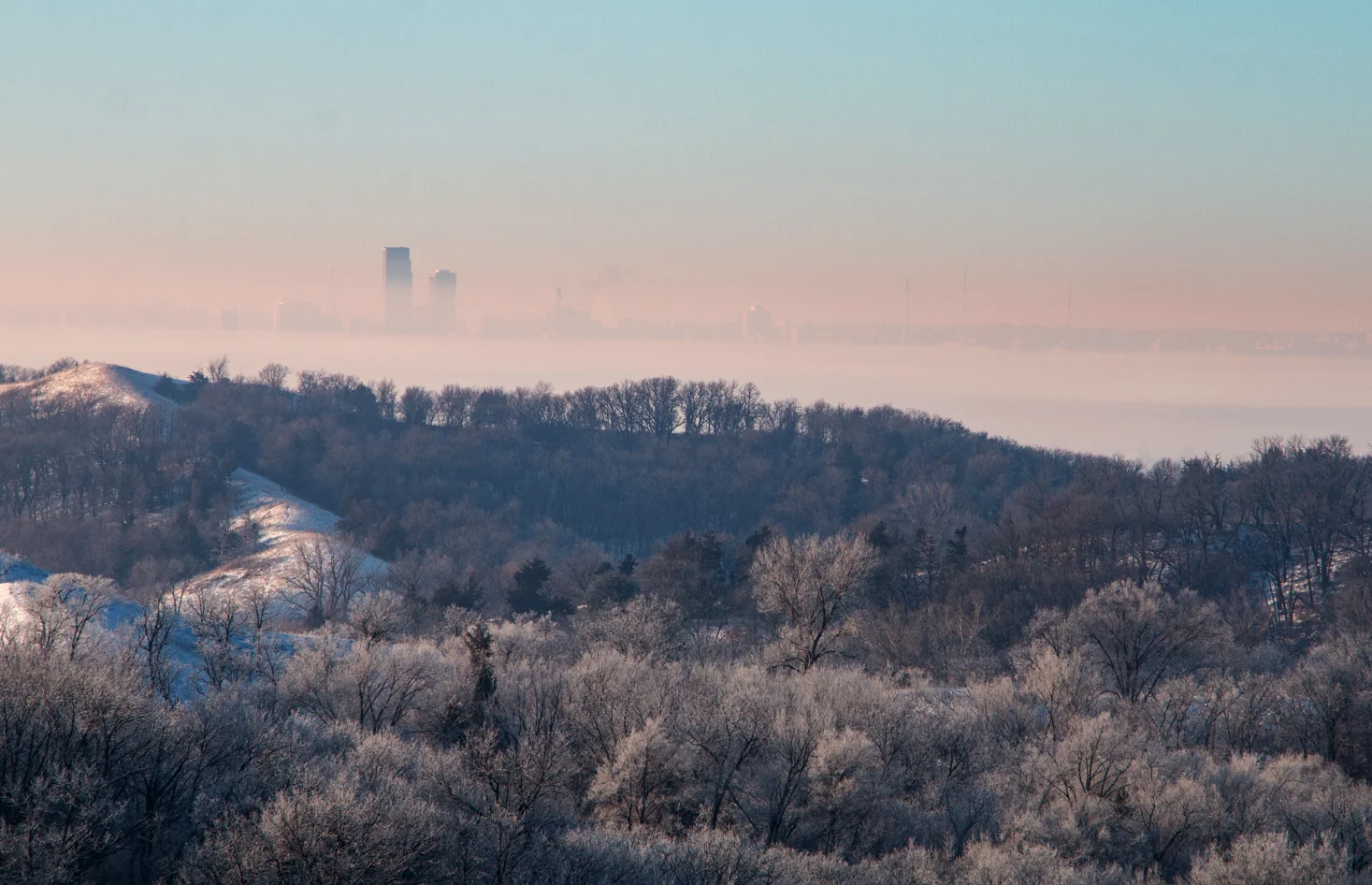 Fog over Omaha, Hitchcock Nature Center.