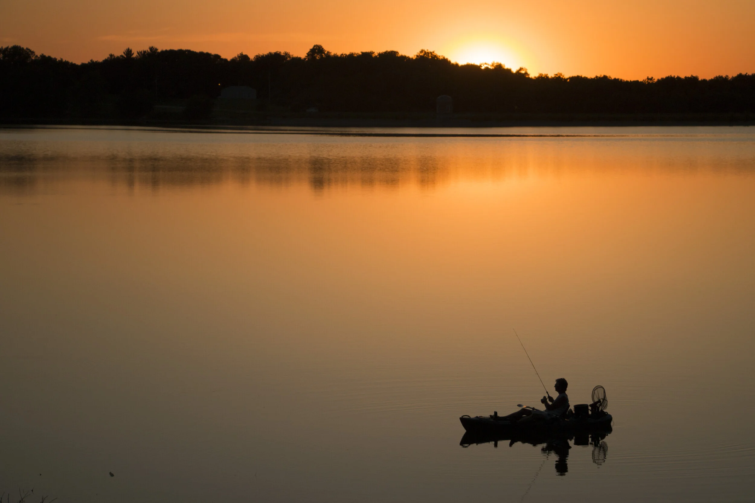 Fishing at sunset, Maffitt Reservoir, Iowa
