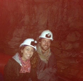 ie: hard hats, head torches, on a boat, in a cave