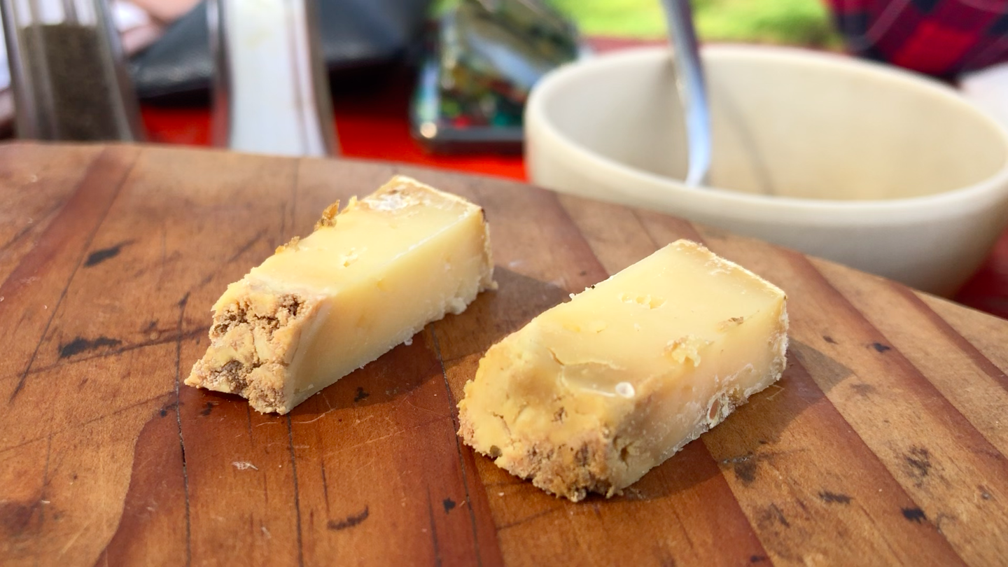 The stinky cheese! Aged 3 years in a cave on site.
