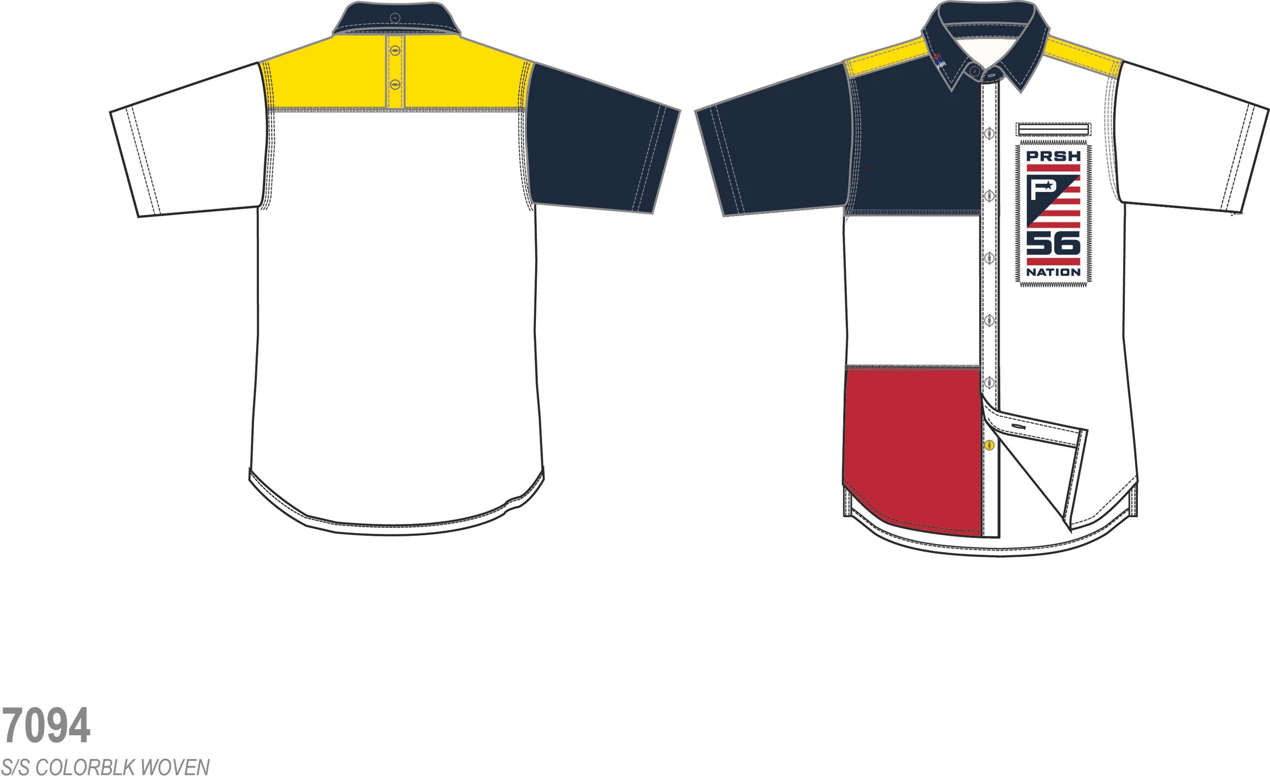 Parish Nation Summer 18 Delivery 2 Colorblock Short Sleeve Woven Shirt