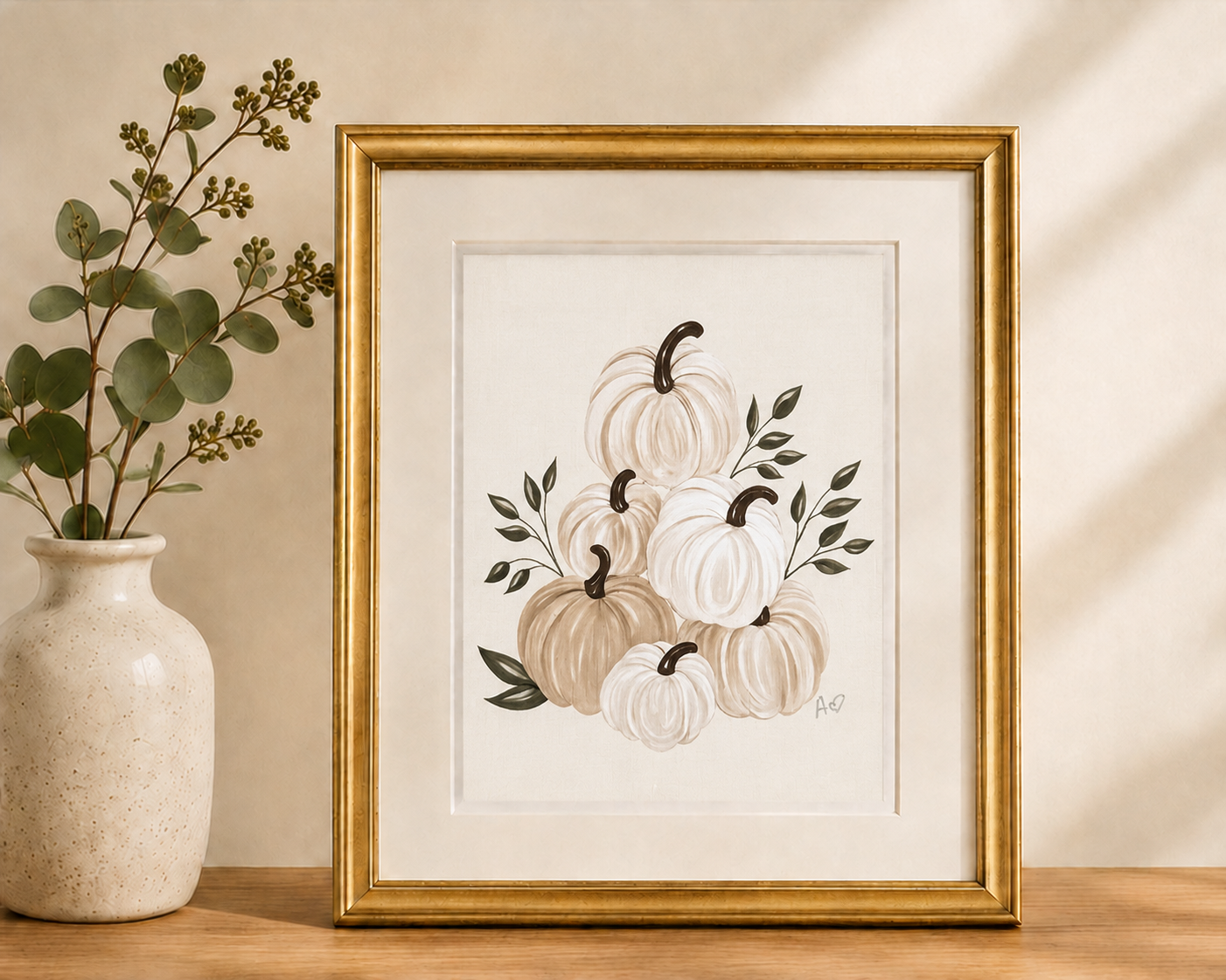 8x10 pumpkin pile_white_framed.png