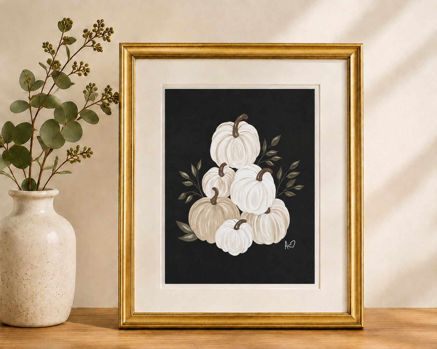 8x10 pumpkin pile_black_framed.png
