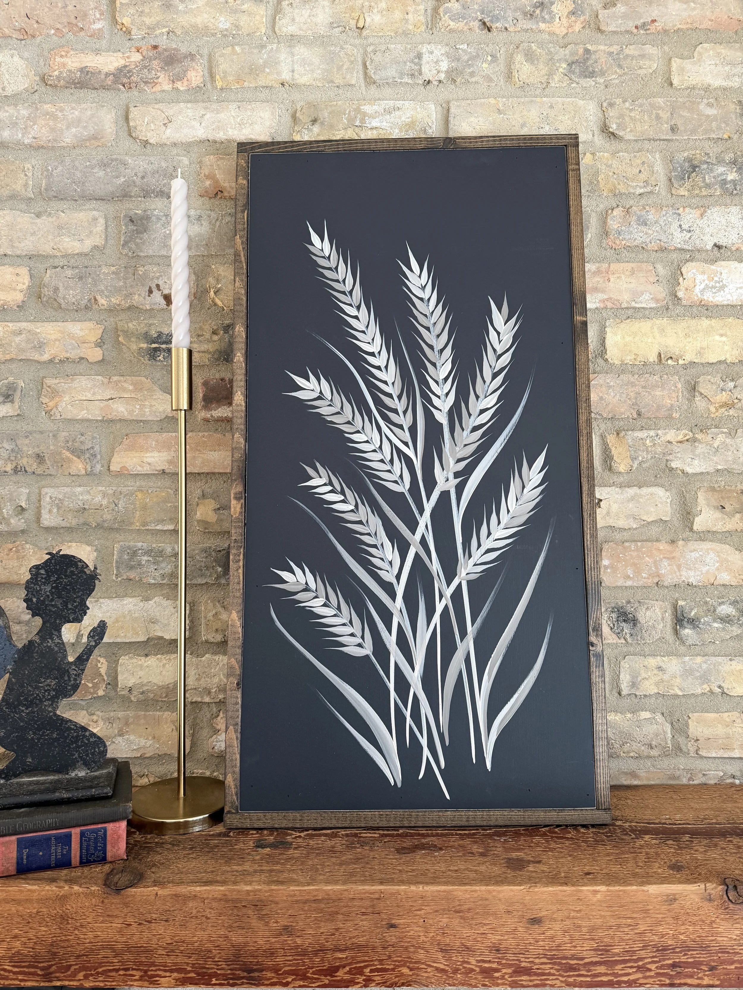 Hand Painted Wheat One - Tan & White