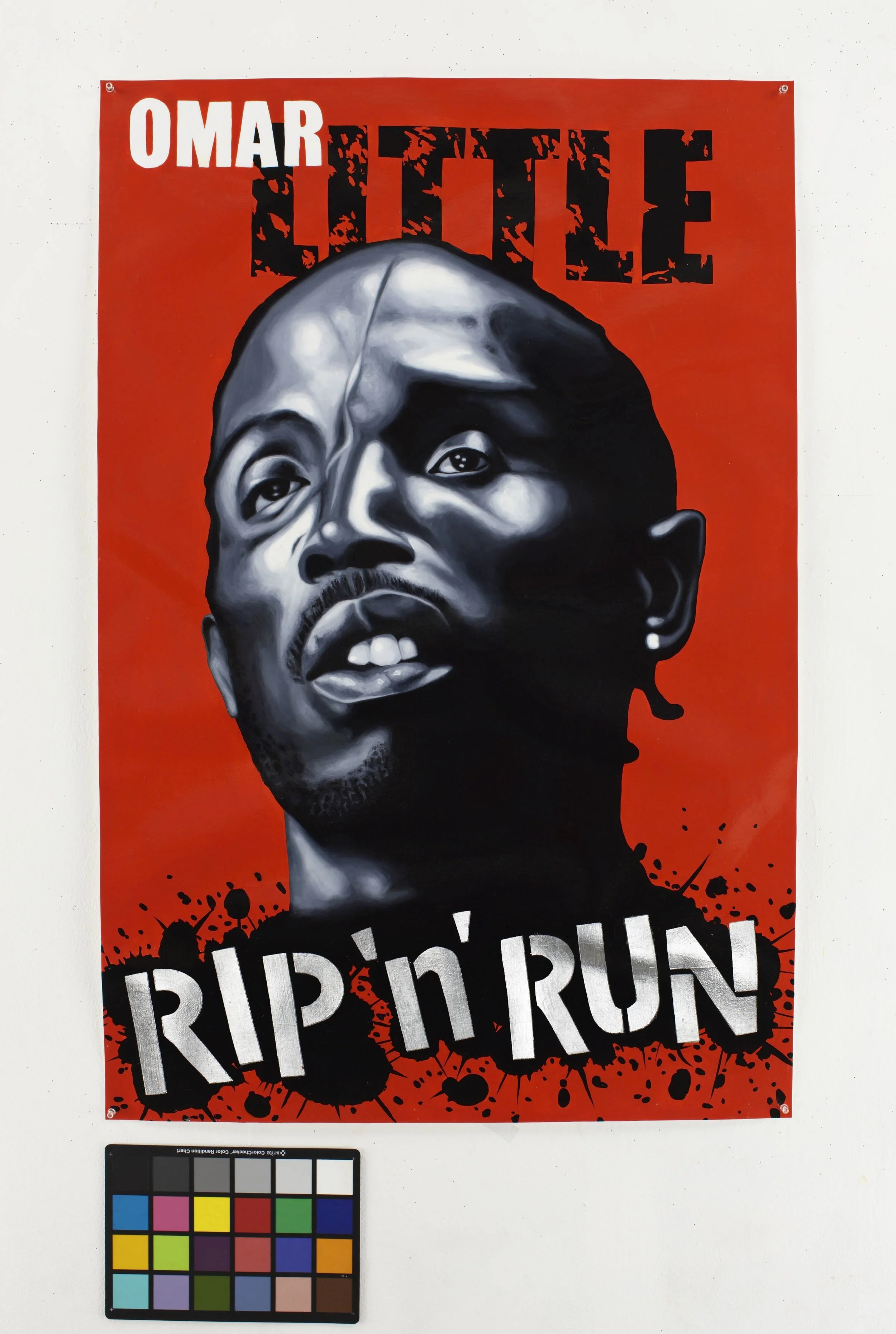 "Omar Little," 2008, oil and fake silver on paper, 47" x 33"