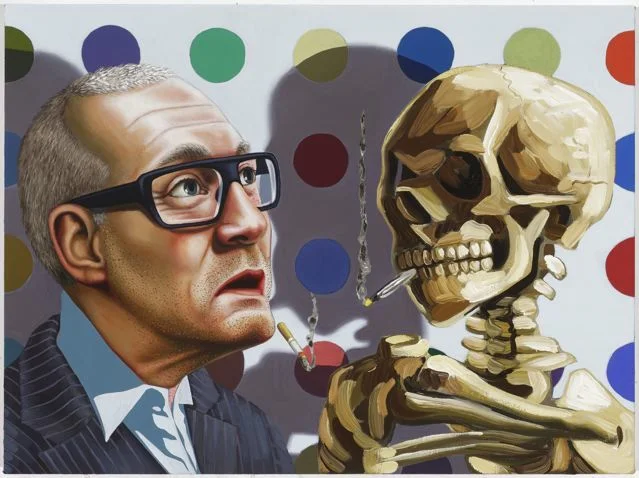 "Damien Hirst," 2010, oil on panel, 18" x 24"