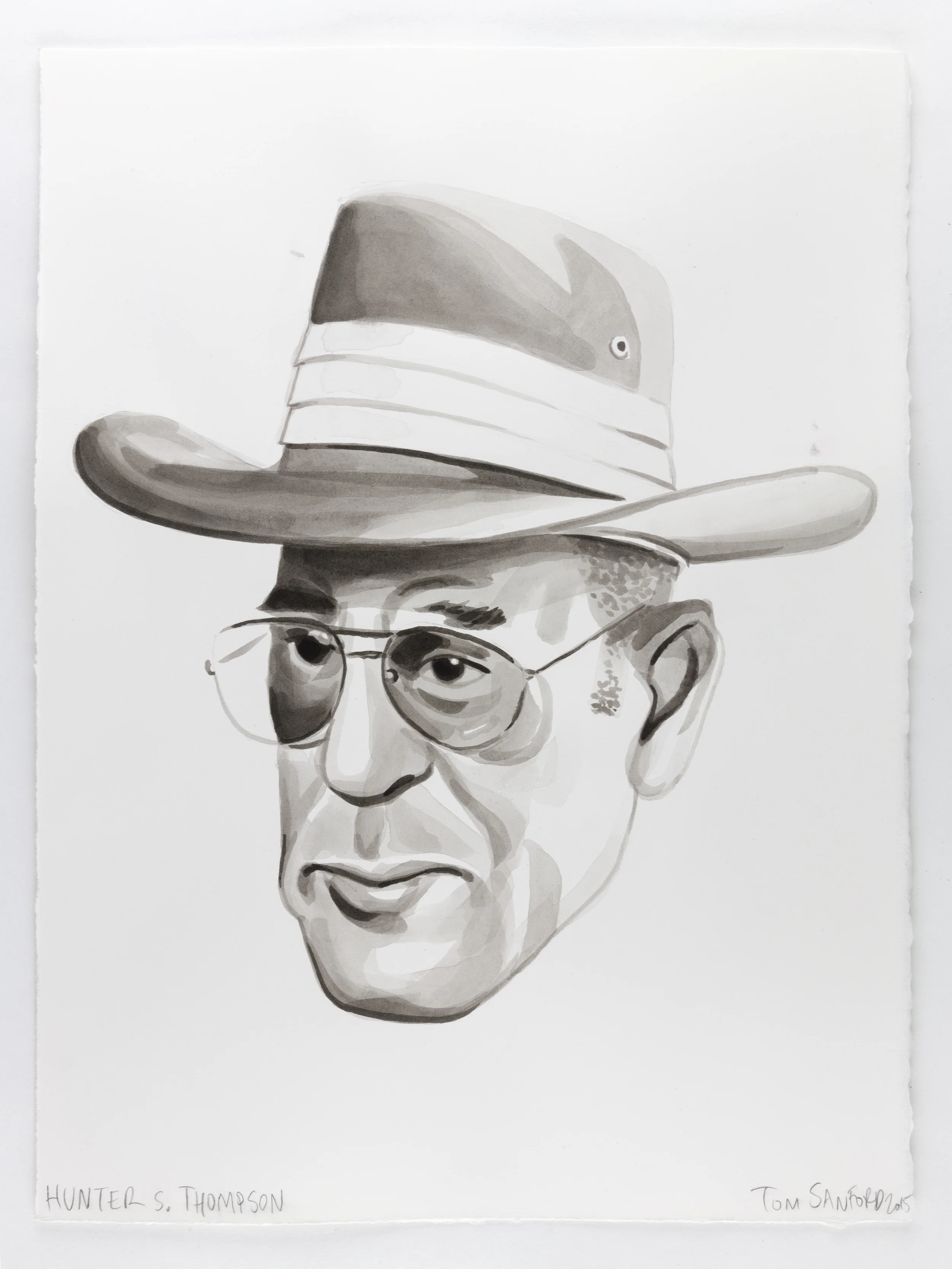 "Hunter Thompson," 2015, ink on paper, 15" x 11".