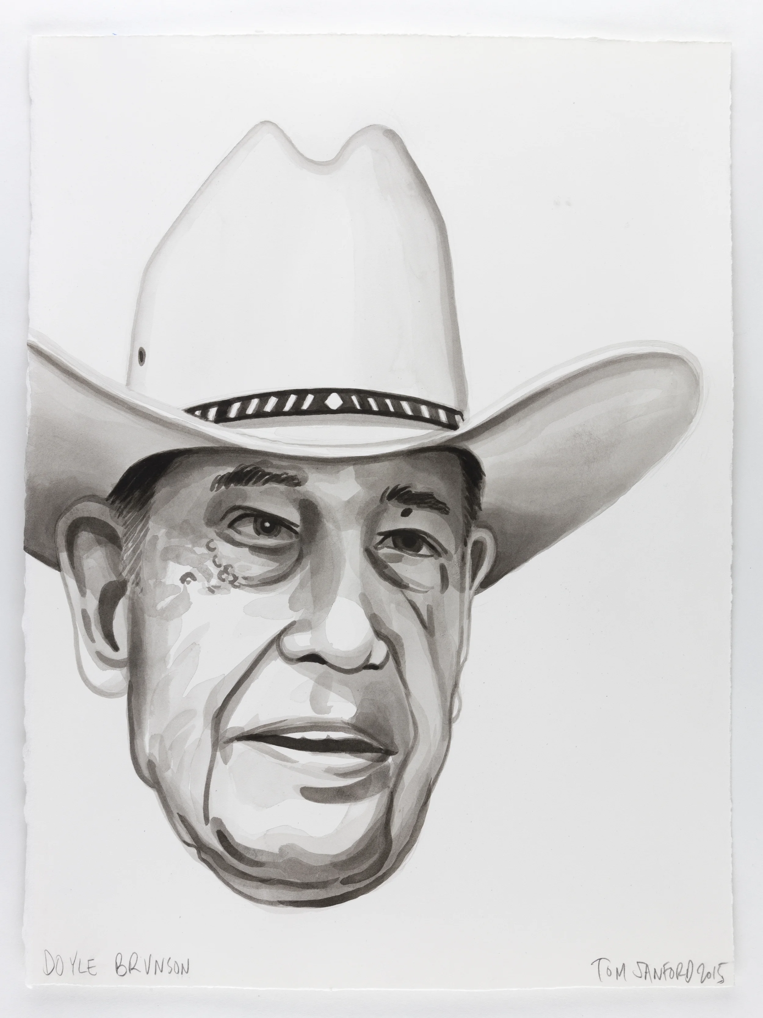 "Doyle Brunson," 2015, ink on paper, 15" x 11".