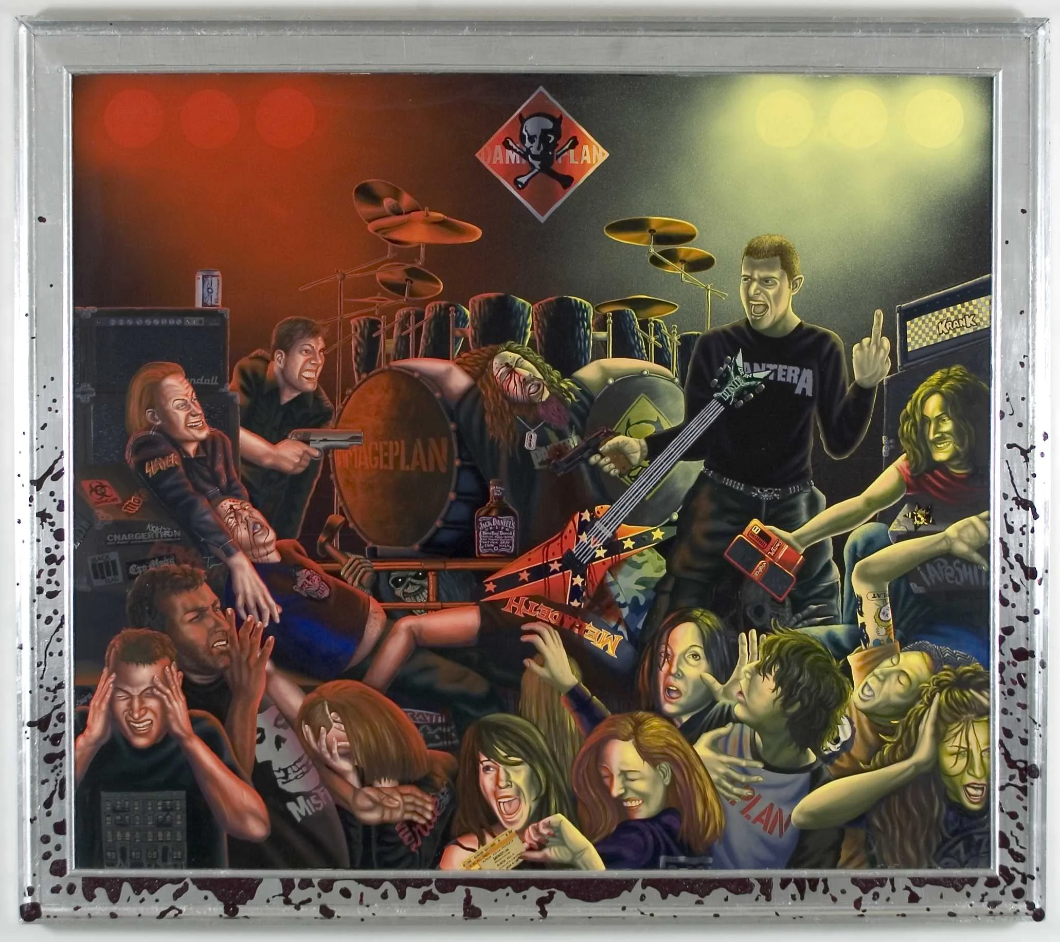 "The Assassination of Dimebag Darrell," 2005, oil on wood, 70" x 80"