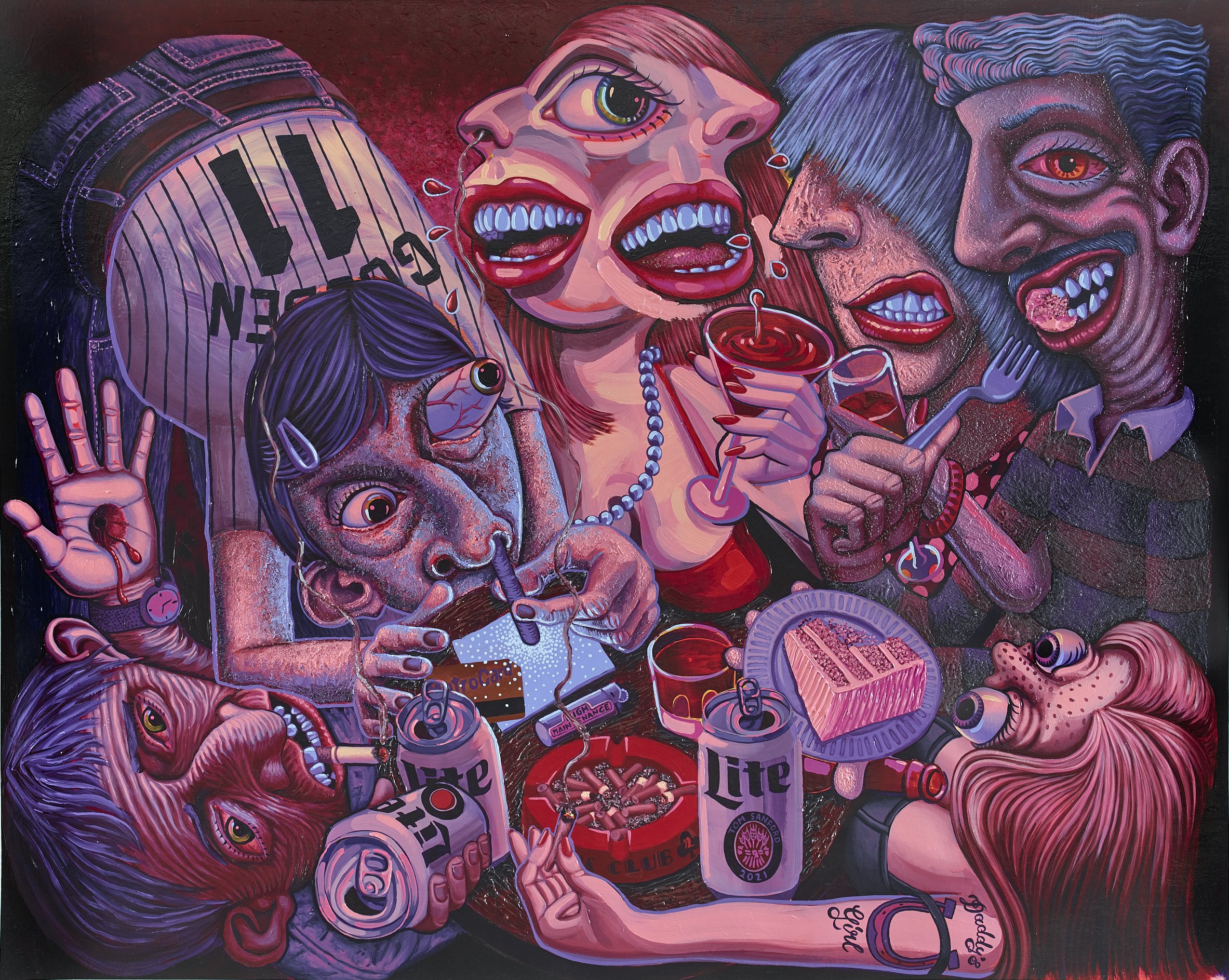 "Late Night Party" 2021. acrylic/canvas 40 x 50 inches