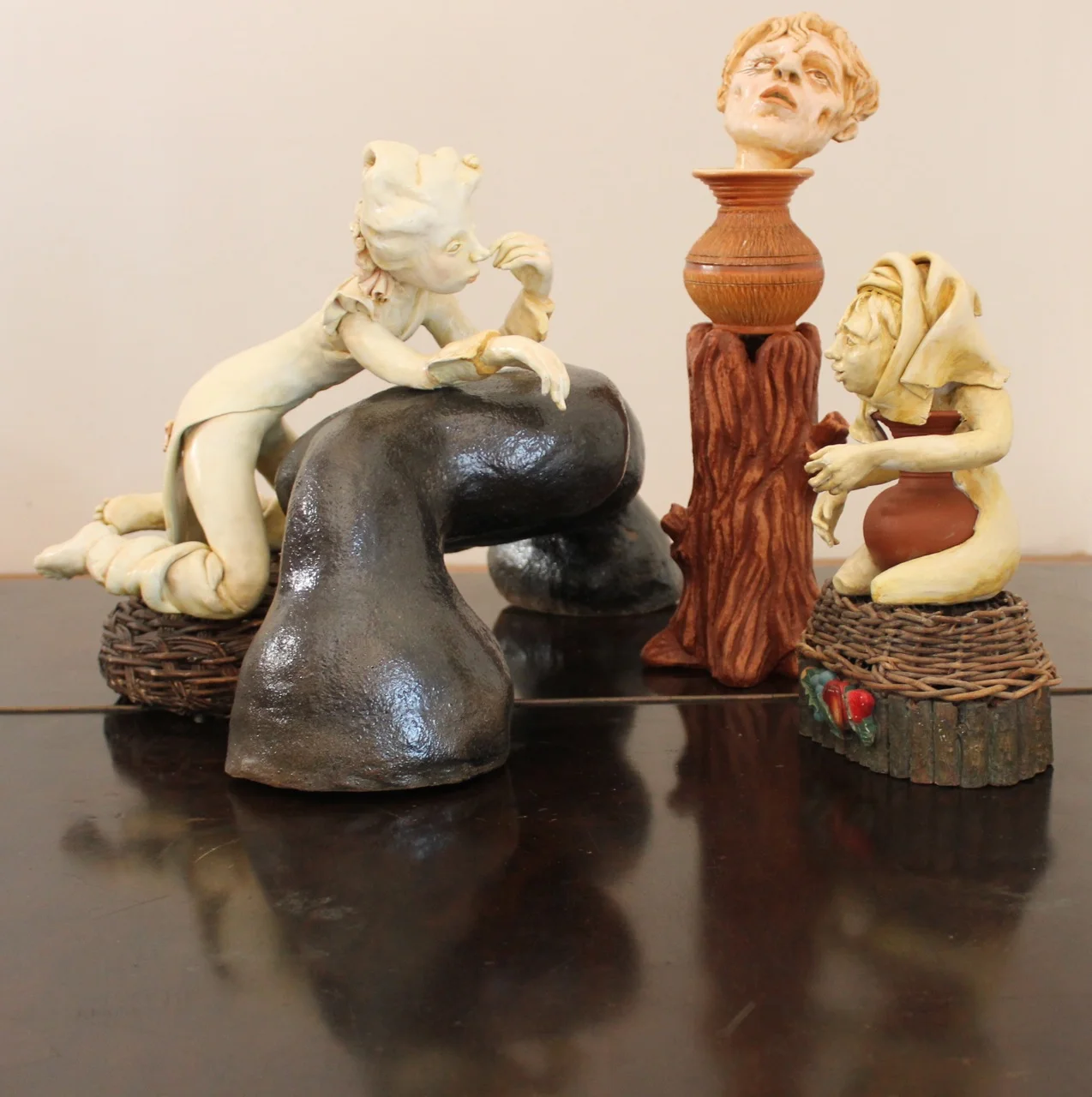 Witches Incantations, polymer clay, acrylic paint, ceramic, found objects 