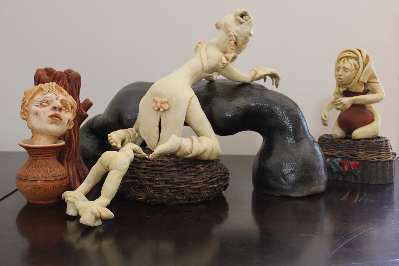 Witches Incantations, polymer clay, acrylic paint, ceramic, found objects 