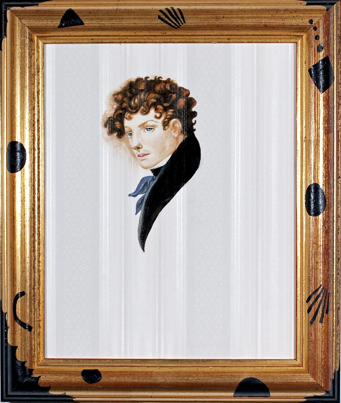 Toy Boy, oil on wallpaper on canvas and frame