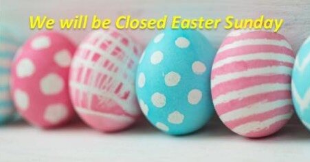 We are closed for Easter Sunday. #HappyEaster