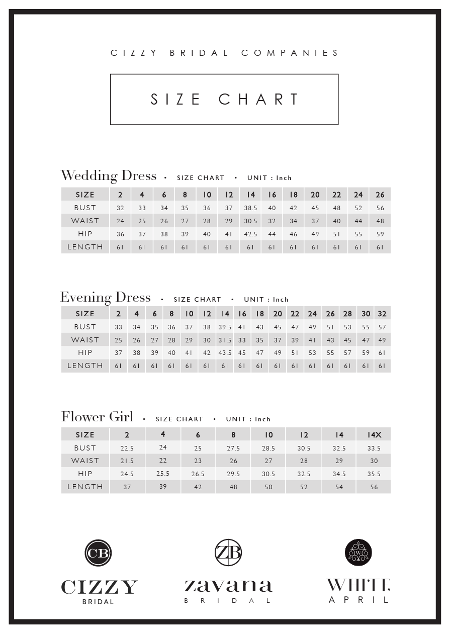 Wedding Gown Size Chart