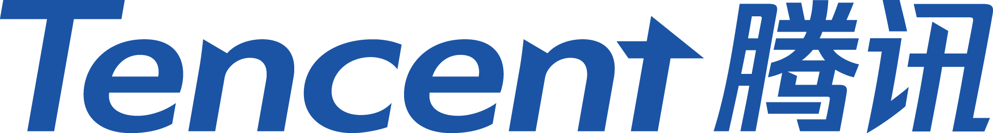 Close-up view of the Tencents crest logo with Chinese characters.