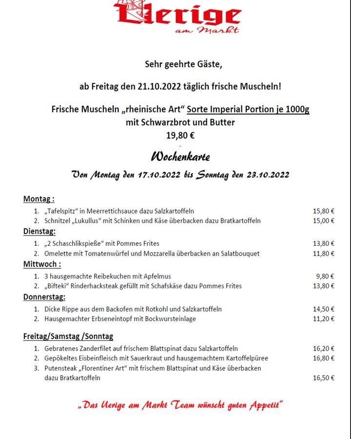 Unser aktuelles Wochenangebot vom 17.10 bis 23.10.2022. Euer Team Uerige am Markt