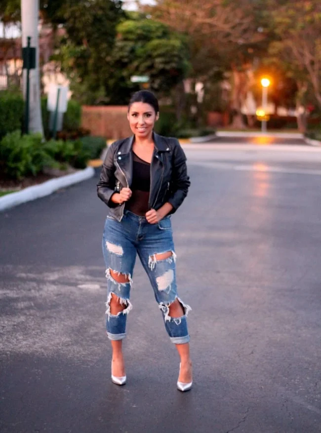 Ripped Jeans and Moto Jacket
