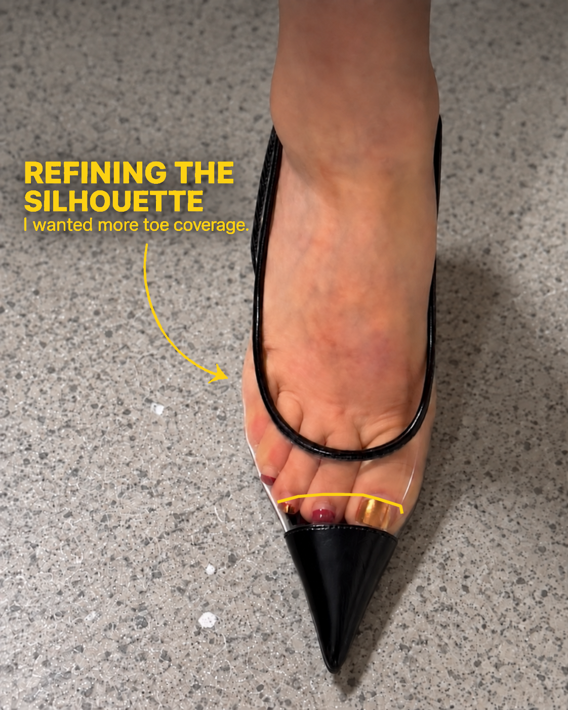 TPU and black slingback pumps