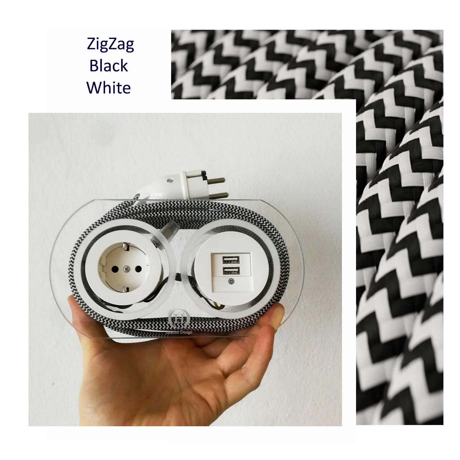 Extension Cord for 4 Plugs_ZigZag Black White_white plugs_USB edition.jpg