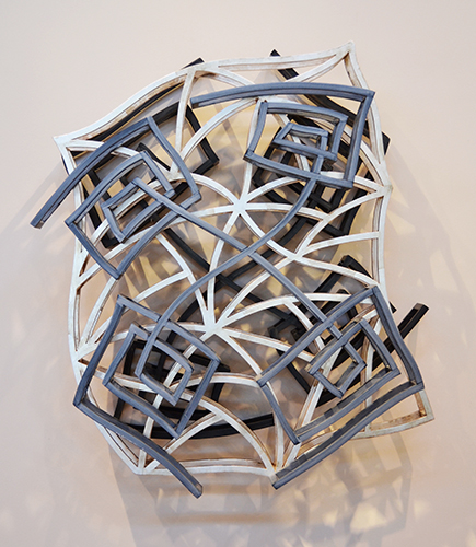 Darwins Map #3, 2000 Silver leaf, oil on wood 40 x 29 x 9 inches