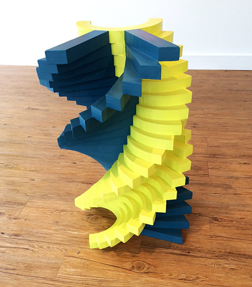 Yellow and Blue Spiral, 1967 Painted wood 33 x 19 x 19 inches
