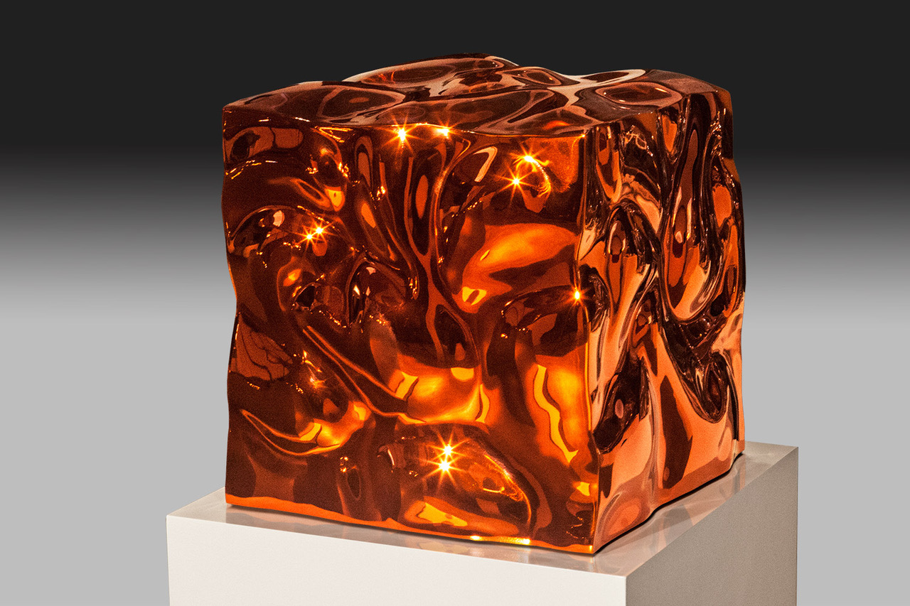 Liquid State (Orange) , 2015 High Chromium Stainless Steel / Transparent Color 19h x 19w x 19d inches