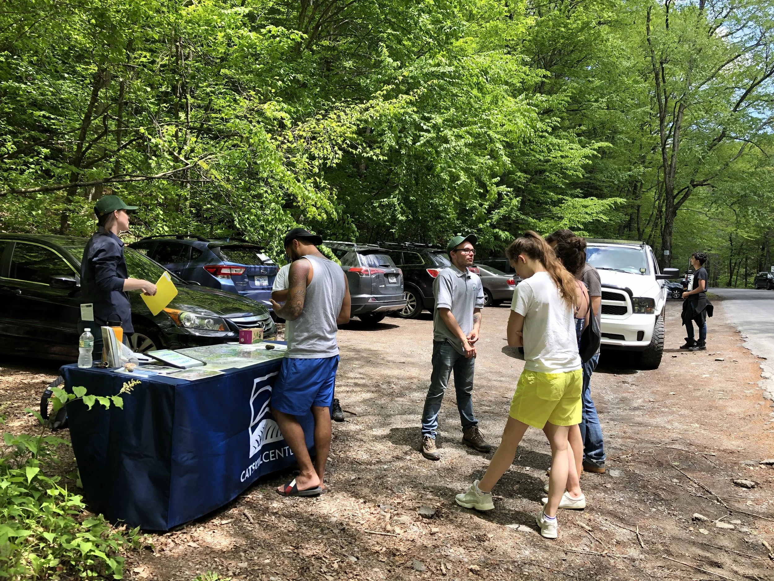 Stewards greeting visitors to the Peekamoose Blue Hole