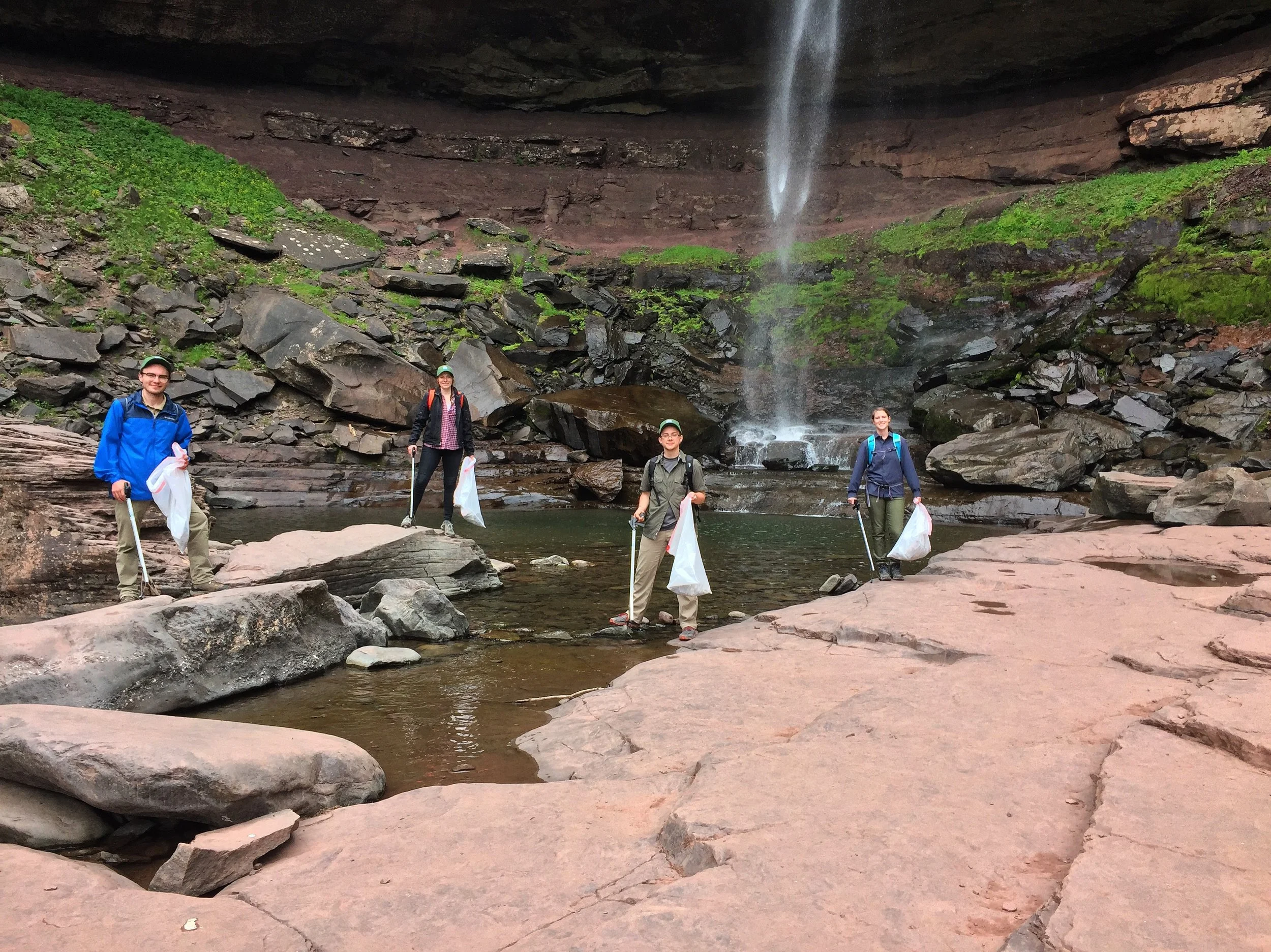 Catskill Center’s Stewards this season helping to keep Kaaterskill Falls clean.