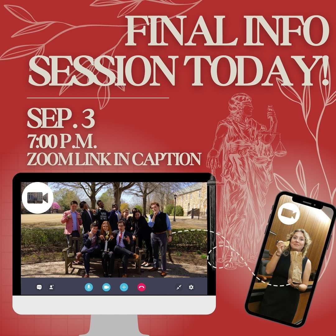 😱🏆OUR FINAL INFO SESSION 🏆😱

After a lovely, long, and hopefully laborious free weekend, we&rsquo;re counting down the days til our tryouts!! Feeling behind? Still looking to join?😩 Don&rsquo;t fret, it isn&rsquo;t too late to learn more! Join u